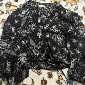 Black and white floral blouse